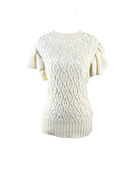 Off - White Cable Knit Short Flutter Sleeve Sweater - Clove & Ivy