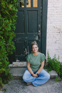 Sage Cable Knit Short Flutter Sleeve Sweater - Clove & Ivy