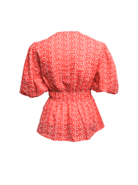 Coral Embroidery Peplum Top - Clove & Ivy